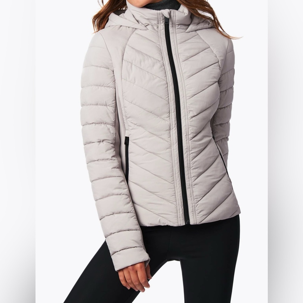 NWT Bernardo Women’s Quilted Zip Up Hooded Jacket in Opal Grey Size:XS